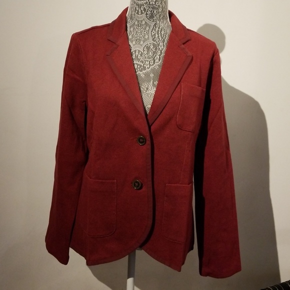 Lands End Maroon Knit HerringBone Jacket - Picture 1 of 5